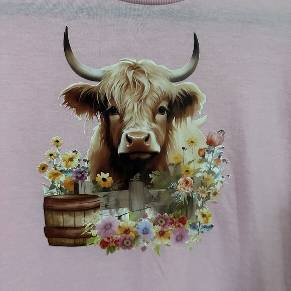 NEW Handcrafted Highland Cow Shirt Size Small - Picture 2 of 4